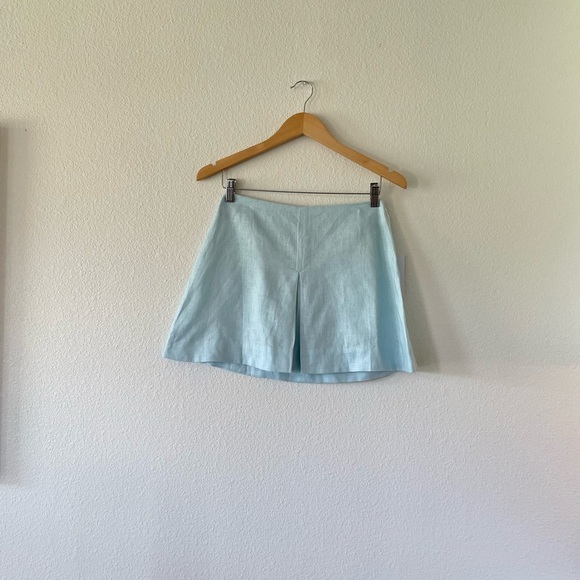 NWT MATTHEW BRUCH Tie Halter Crop Top & Kick Pleat Mini Skirt Set in Aqua - Picture 5 of 10
